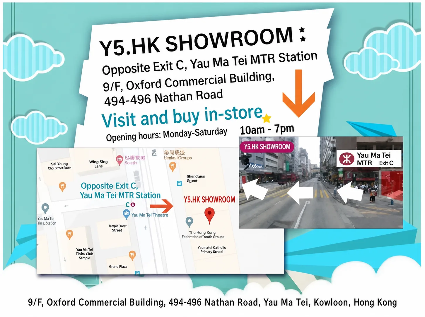 Y5.HK Yau Ma Tei showroom map and opening hours